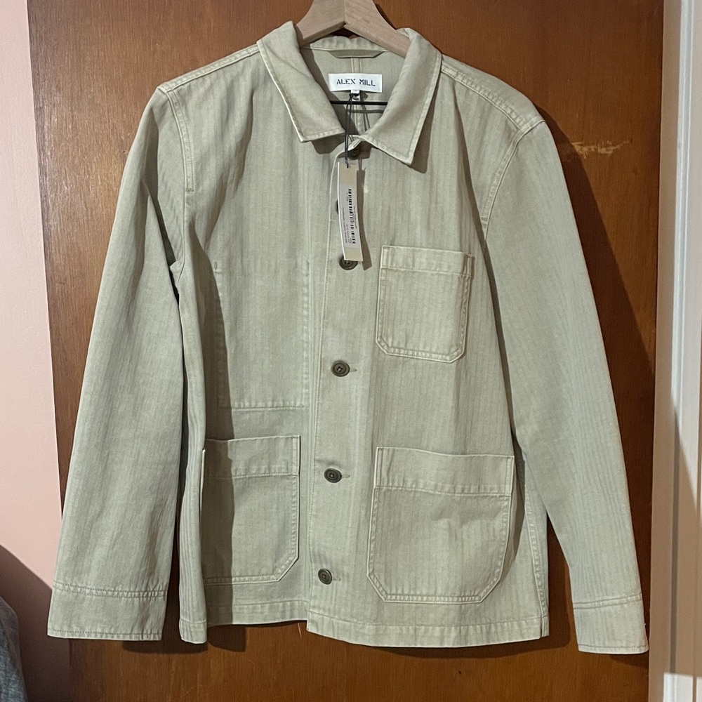 Alex Mill Britt Work Jacket in Herringbone Putty.
